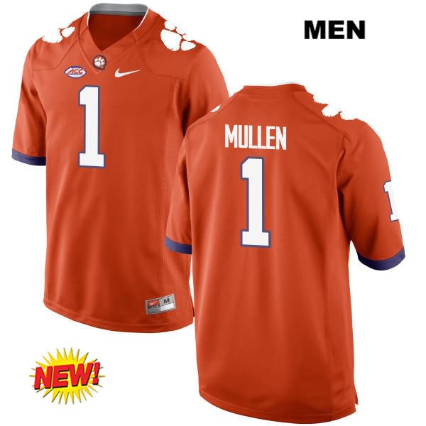Men's Clemson Tigers #1 Trayvon Mullen Stitched Orange New Style Authentic Nike NCAA College Football Jersey UQP8446IO